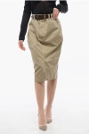 Saint Laurent Pencil Skirt With Leather Belt