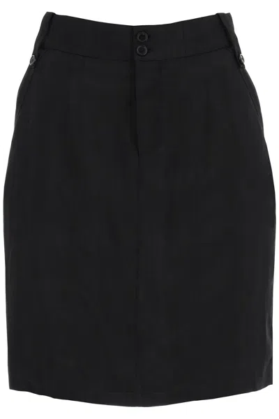 Saint Laurent Pencil Skirt With Stitching Details In Black