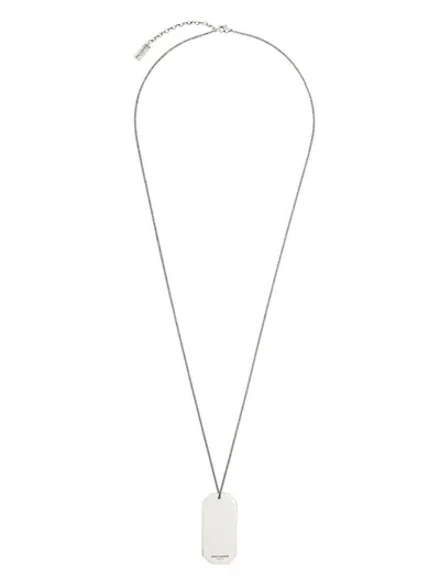 Saint Laurent Pendant Necklace In Silver