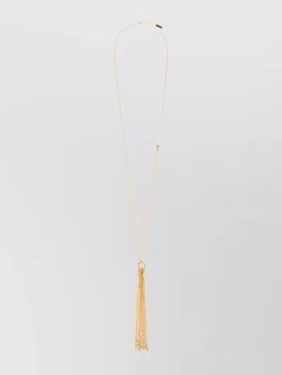Saint Laurent Pendant Tassel Chain Link Necklace In Gold