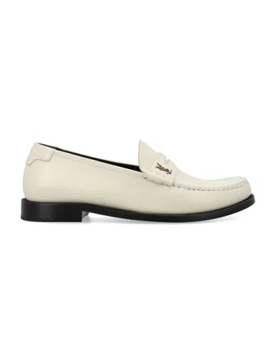 Saint Laurent Penny Loafer In Pearl