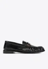 Saint Laurent Ysl Logo Leather Loafers In Nero