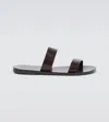 Saint Laurent Pepe Slides In Smooth Leather In Brown