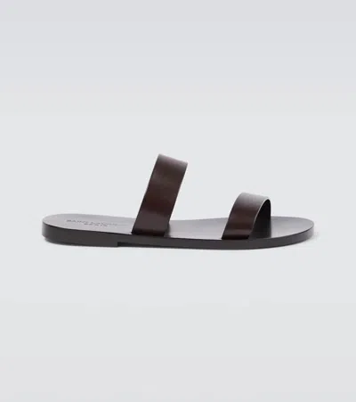 Saint Laurent Pepe 05 Leather Slides In Brown