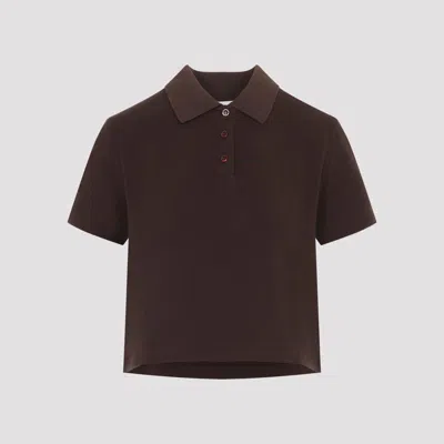 Saint Laurent Petit Cassandre Cotton Polo In Brown