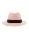 Saint Laurent Petit Waikiki Panama Hat In Pink