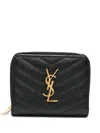 Saint Laurent Cassandre Logo Plaque Wallet In Black