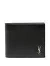 Saint Laurent Logo-plaque Leather Bi-fold Wallet In Black
