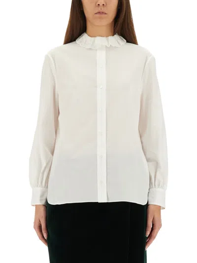 Saint Laurent Pierrot Collar Shirt In White