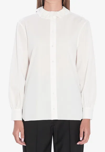 Saint Laurent Pierrot Long-sleeved Shirt In White