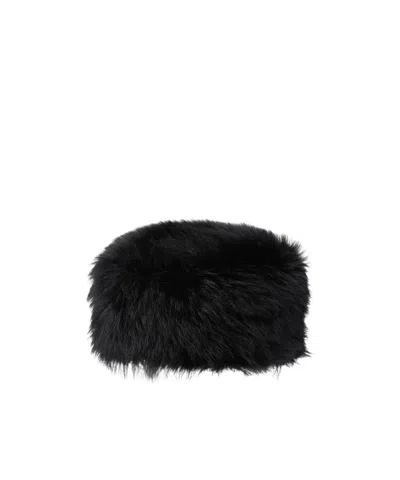 Saint Laurent Pillbox Hat In Shearling In Multi