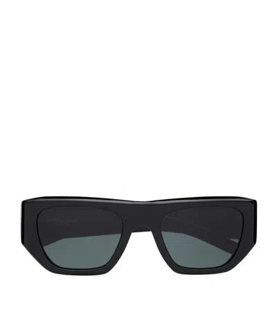 Saint Laurent Pillowed Square Sunglasses In Black