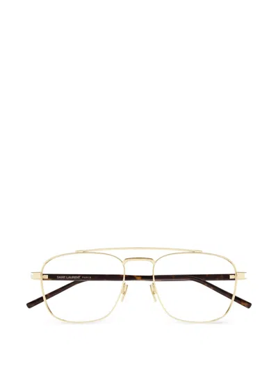 Saint Laurent Pilot-frame Glasses In Gold