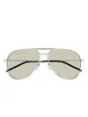 Saint Laurent Silver-silver-brown Metal Sunglasses