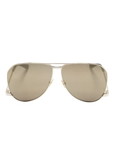 Saint Laurent Pilot-frame Sunglasses In 金色