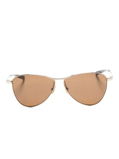 Saint Laurent Pilot-frame Sunglasses In Brown