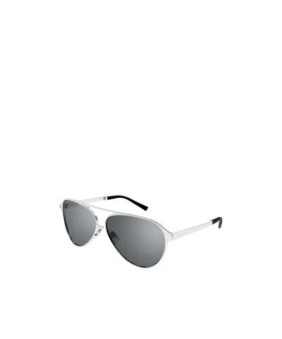 Saint Laurent Aviator Sunglasses In Gray