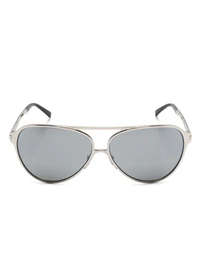 Saint Laurent Pilot-frame Sunglasses In Silver