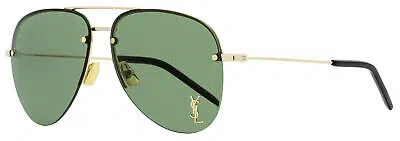 Pre-owned Saint Laurent Pilot Sunglasses Classic 11 M 003 Gold/black 59mm Ysl In Green