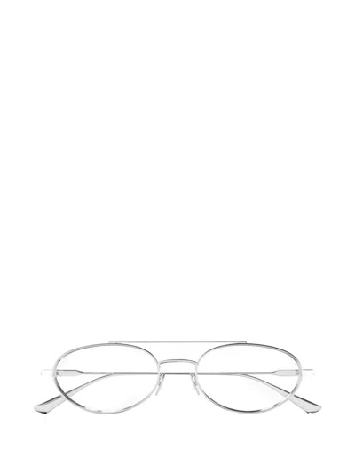 Saint Laurent Pilot-frame Double-bridge Glasses In Silver