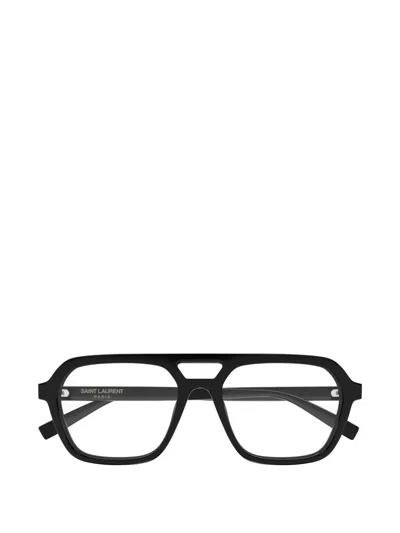 Saint Laurent Pilot-frame Glasses In Black