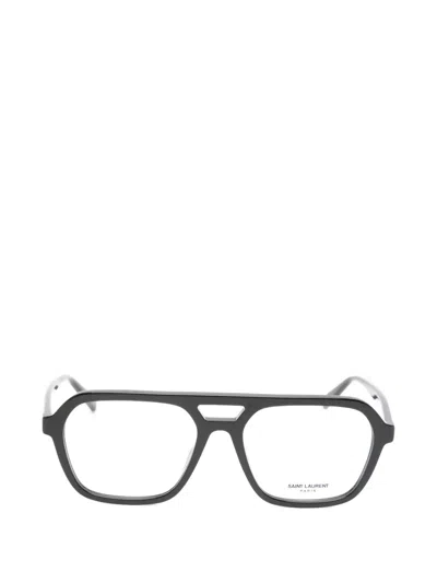 Saint Laurent Pilot-frame Glasses In Transparent