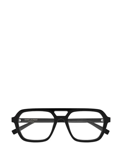 Saint Laurent Pilot-frame Glasses In Black