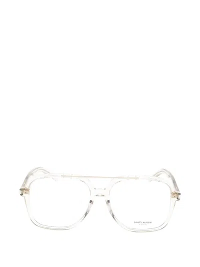 Saint Laurent Pilot-frame Glasses In Brown