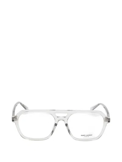 Saint Laurent Pilot-frame Glasses In White