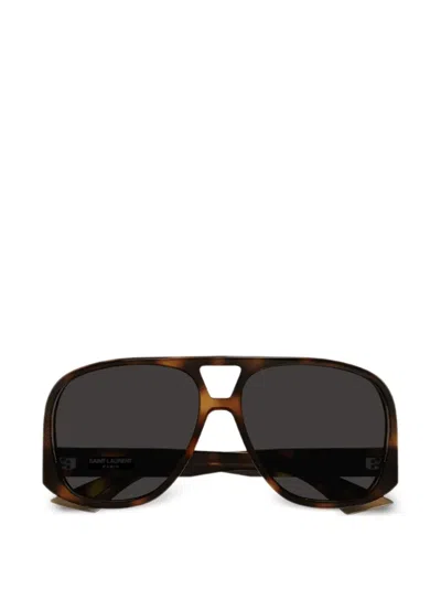 Saint Laurent Pilot-frame Sunglasses In Brown