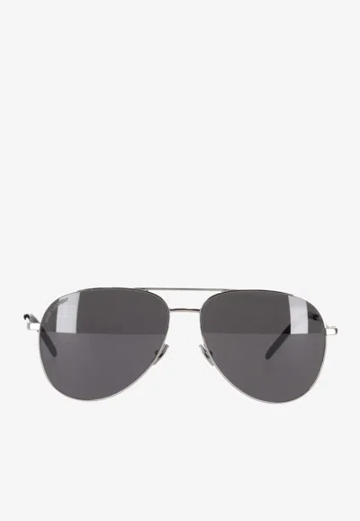 Saint Laurent Pilot-frame Sunglasses In Gray