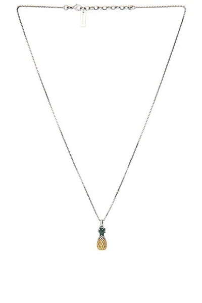 Saint Laurent Pineapple Silver-tone And Enamel Necklace