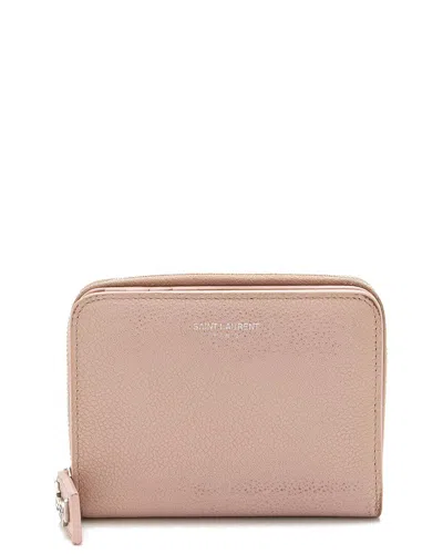 SAINT LAURENT SAINT LAURENT PINK CALFSKIN COMPACT ZIP AROUND WALLET (AUTHENTIC PRE-LOVED)