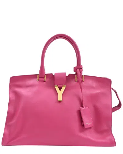 Saint Laurent Pink Calfskin Leather Classic Medium Y Cabas Handbag