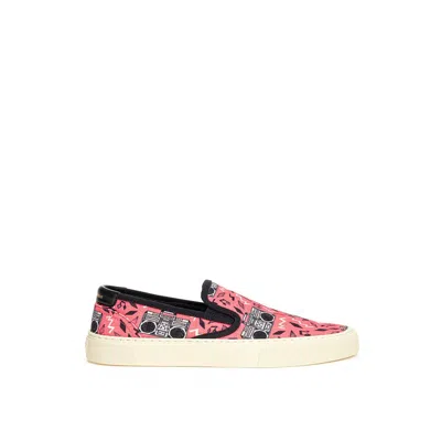 Saint Laurent Pink Cotton Platform Sneakers In Multi