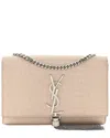 Saint Laurent Pink Croc-embossed Calfskin Leather Small Classic Monogram Kate  Tassel Satchel (authe