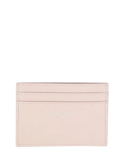 Pre-owned Saint Laurent Pink Grain De Poudre Leather Credit Card Case, Never Carried  (authentic Pre-loved)