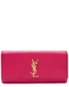 Saint Laurent Pink Grain De Poudre Leather Monogram Kate Clutch (authentic  Pre-loved) In Pink