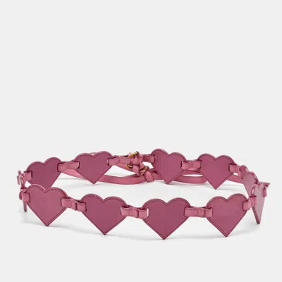 Pre-owned Saint Laurent Pink Heart Chain Belt 100cm