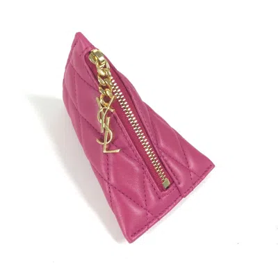 Pre-owned Saint Laurent Pink Leather Coin Purse/coin Case ()