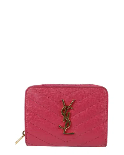 Pre-owned Saint Laurent Pink Leather Compact House Around Wallet (authentic Pre-loved)