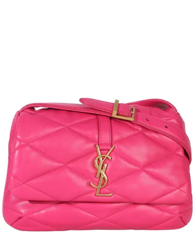 Pre-owned Saint Laurent Pink Leather Diamond Quilted Le 5 A 7 Shoulder Flap Bag  (authentic Pre-loved)