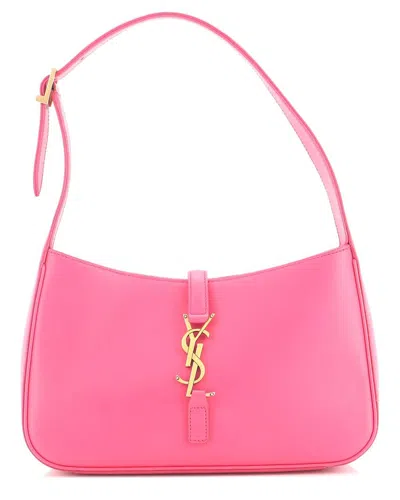Pre-owned Saint Laurent Pink Leather Le 5 A 7 Hobo Small (authentic Pre-loved)