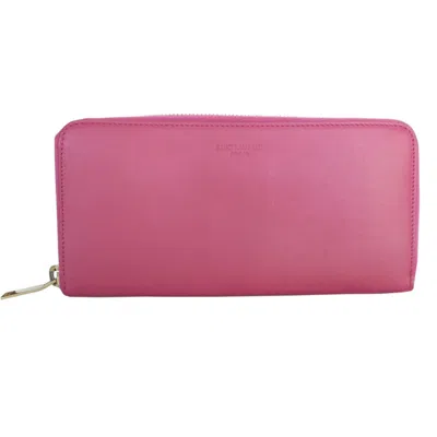 Pre-owned Saint Laurent Pink Leather Long Wallet (bi-fold) ()