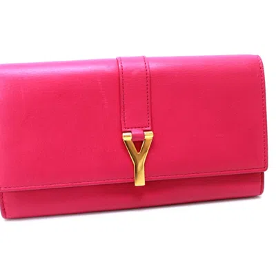 Pre-owned Saint Laurent Pink Leather Long Wallet (bi-fold) ()