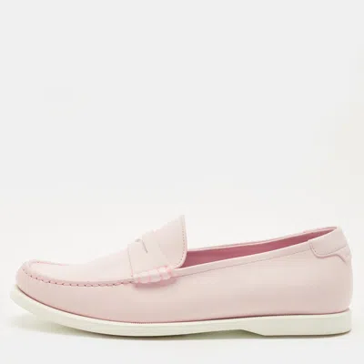 Pre-owned Saint Laurent Pink Leather Penny Loafers Size 42