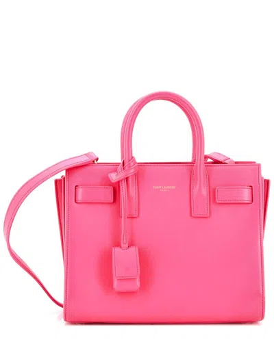 Pre-owned Saint Laurent Pink Leather Sac De Jour Bag Nano (authentic Pre-loved)