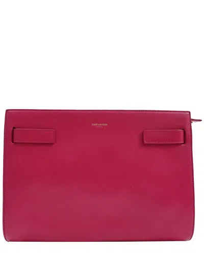 Saint Laurent Pink Leather Sac De Jour Clutch