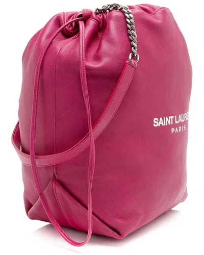 Saint Laurent Pink Leather Teddy Small Bucket Bag (authentic Pre-loved)