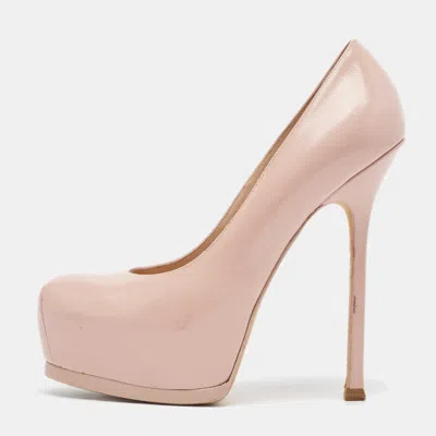 Pre-owned Saint Laurent Pink Leather Tribtoo Pumps Size 38